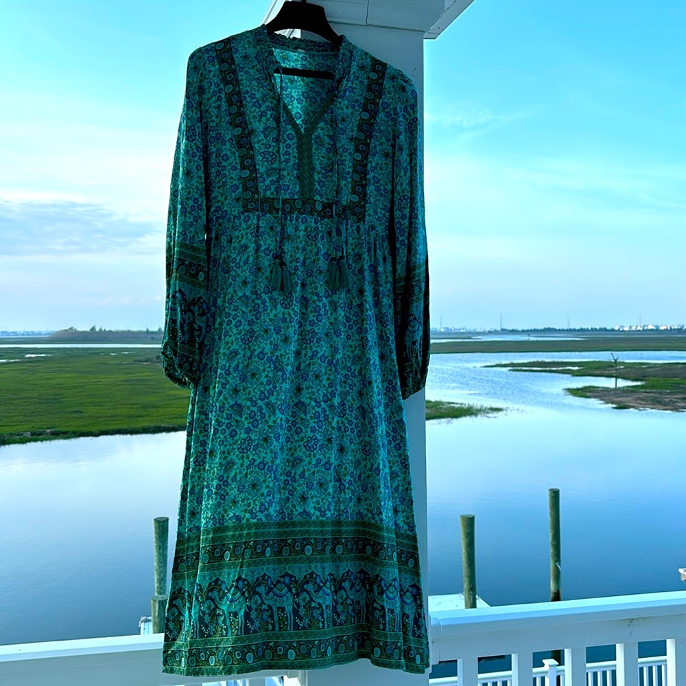 Long very fine cotton print dress